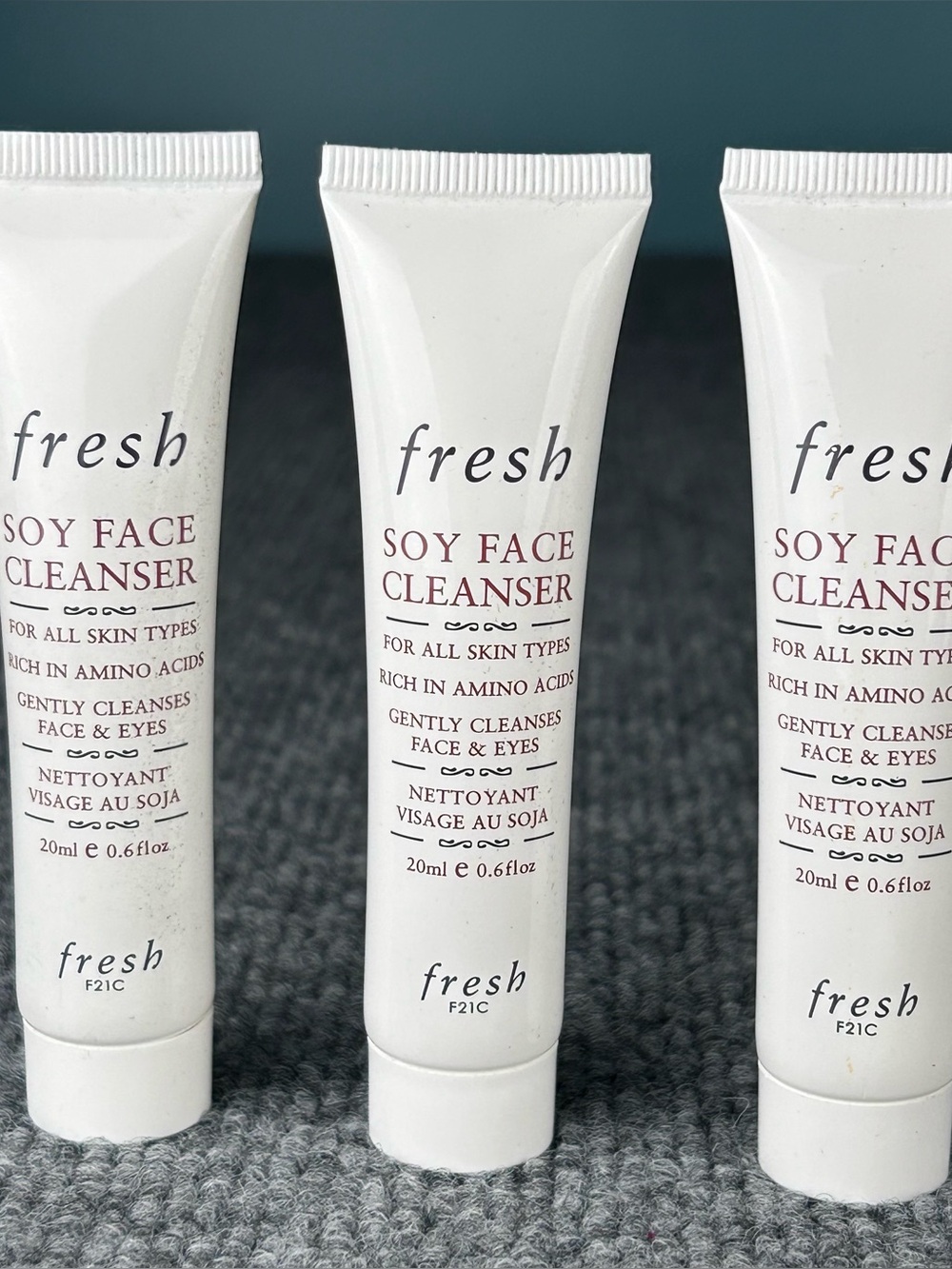 THREE Fresh Soy Face Cleanser 20 ml/0.6 oz Each total 1.8 oz Travel Size New